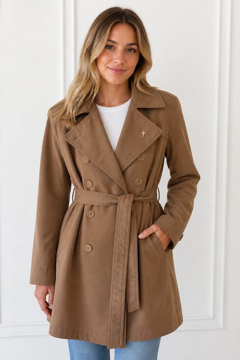 Gallery Jackets & Blazers - Gallery Medium dark green Double-Breasted Trench Coat